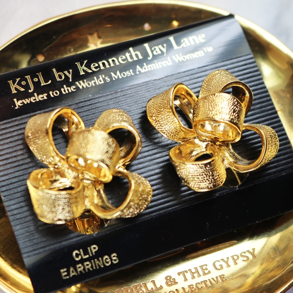 Vintage Kenneth Jay Lane 3-D Bow Clip-On Earrings